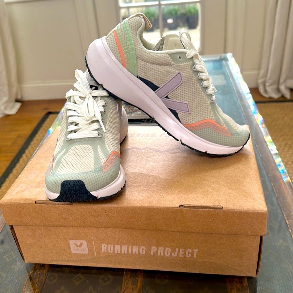 Veja Athletic Shoes - White, Green, Purple, Orange
